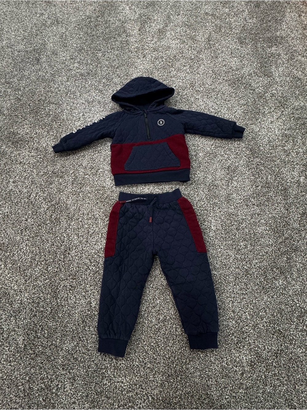 Ted Baker Quilted Hoodie & Joggers Set - Navy and Burgundy